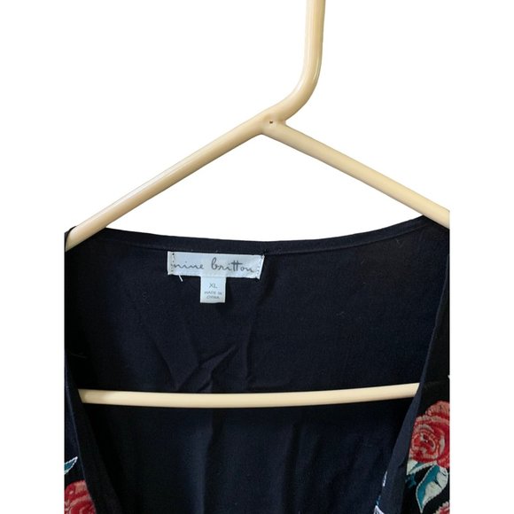 Nine Britton Womens Size XL Oversize Embroidered Jacket Open Front Cardigan Shor - Picture 7 of 13